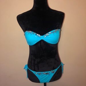 VS PINK blue sequin bathing suit XS